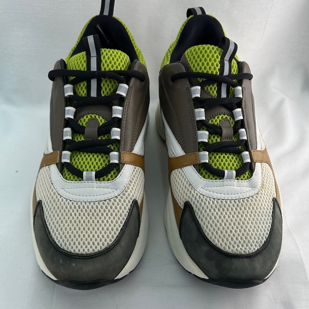 Dior B22 Sneakers Green Brown White Mesh Leather EU 45 / US 12 - Made in Italy